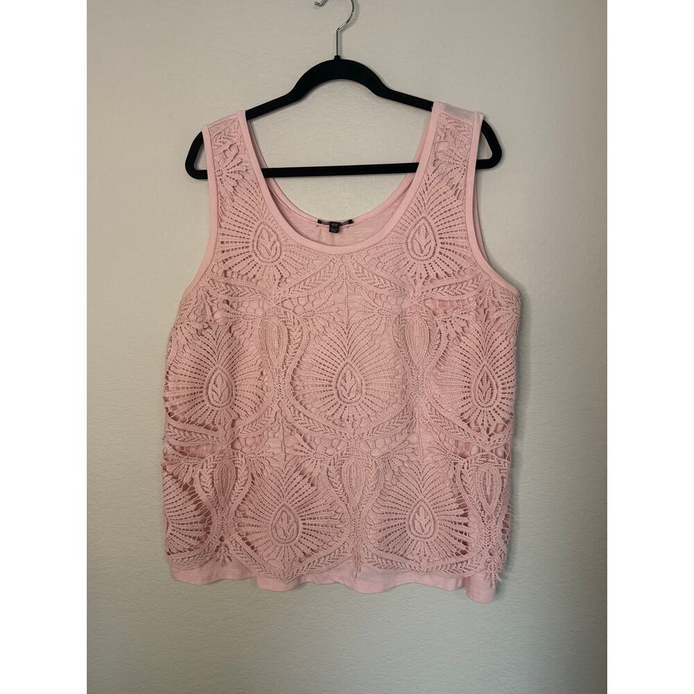 Lane Bryant Women’s Pink Lace Overlay Sleeveless Blouse Plus Size 18 20 - Picture 2 of 6